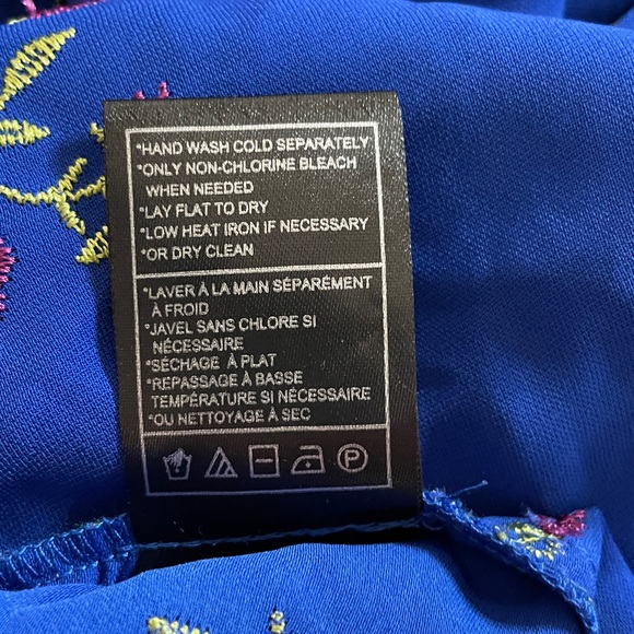 Betsey Johnson 12 Royal Blue Floral Midi Dress with Adjustable Spaghetti Straps - Picture 14 of 16